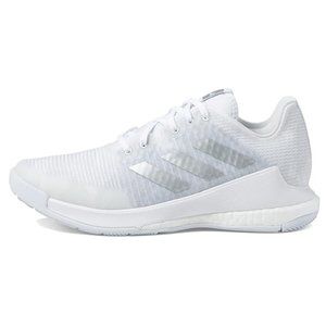 New Adidas White & Silver Metallic Crazyflight Court Sneakers, 10.5, Volleyball